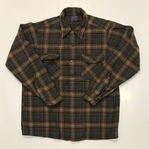 Vintage 1970s Pendleton Plaid Board Shirt Sz L 70s